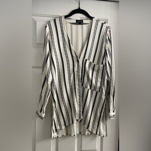Topshop Striped Button Down Top Jacket